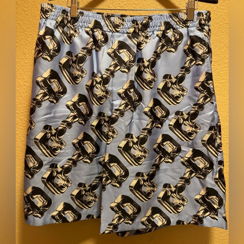 New Gucci Horsebit Logo Silk Shorts Blue Black Size IT 54 / US L 36 - 40 Waist